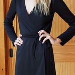 Emerson Fry Ballet wrap midi knee length long sleeve fall Dress Black Ponte M Size M Photo 0