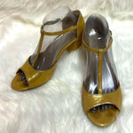 Milk & Honey Gold T Strap Leather Heels Size 7.5 A10 Photo 0