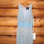 Mac Duggal   4930 Sequin V Neck Sleeveless Column Gown Dress Blue Size 0 Photo 9