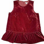 J CREW‎ Peplum Velvet Tank Sleeveless Wine Burgundy Drop Waist Velour Size 2 Red Photo 0
