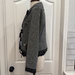 Y2k vintage lace trim rosette detail funky tie front tweed blazer Fairycore Gray Photo 14