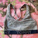 Tommy Hilfiger grey navy cross back cotton sports bra sparkly silver logo Photo 7
