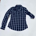 Calvin Klein women's long sleeve button down shirt, black check, adjustable sleeves, size S Photo 5