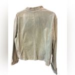 Chico's  Sage Green Leather Suede Zipped Jacket Women Bomber Size 3 XL Photo 1