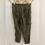 Bella Dahl  High Waisted Crosshatch Tencera Drawstring Cargo Pants Green Small Photo 2