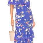 Lovers + Friends  Elouise Tiered Midi Dress Off Shoulder Feeling Blue Floral XS Photo 0