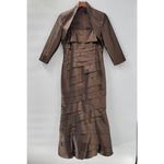 & Other Stories Rina di Montella Silk Jacket Dress 2 Pc 10 Brown Trumpet Tiered Mother of Bride Photo 1