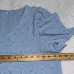 Womens large Dressy Casual V Neck Swiss Dot Short Puff Sleeve Blouses Tunic Tops Blue Photo 7