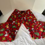 Christmas Fleece Peanuts Snoopy Pajama Pants Women Size Large Red Photo 2