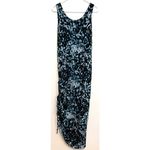 Soma Blue Black Tie Dye Ruched Drawstring Tie Asymmetrical Boho Maxi Tank Dress Photo 9
