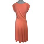 Garnet Hill  Juliet Coral Surplice Knit Midi Dress Size Medium Stretch Wedding Photo 2
