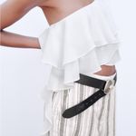 ZARA  White Ruffled One Shoulder Top Photo 3