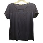 Soft Surroundings  Size M Navy Gauzy Linen Cotton Blend Trim Dolman Sleeve Top Photo 0