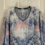 Reba  Blue/White Print Kimono Sleeve Blouse size Small Photo 6