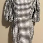 Lulus EUC Checks Appeal Black Gingham Seersucker Puff Sleeve Mini Dress size XL Photo 0