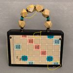 Source Unknown Scrabble Board Purse Novelty Clutch Handbag Beaded Blocks Handle Retro Fun Photo 1