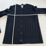 LL Bean Navy Blue Cable Knit Crew Neck Button Cotton Cardigan Sweater Size XL Photo 6