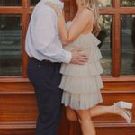 Anthropologie MAEVE by  Tiered Tulle Mini Dress in Taupe Size Large Photo 1