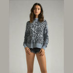 John + Jenn   Women's Cozy Pullover Mock Neck Leopard Knit Sweater Top Size‎ XS Photo 1