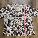 Flax  Floral Blue White Linen Button Down Jacket Shirt Size XS Photo 7