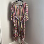 Eloquii Elements Plus Size Dress Striped Kimono Shark Bite Hem Midi Dress Sz 14 Photo 2