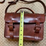 Handmade 70s VTG  Leather Box Purse Brown Buckle Handle Adjustable Strap Satchel Photo 10