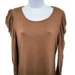 Urban Outfitters June & Hudson Puff Ruched Sleeve Solid Long Sleeve T-Shirt Top Photo 2