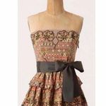 Anthropologie Floreat Tiered Eyelet Peplum Corset Top Women's Size 0 Brown Photo 0