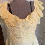 AQUA  V-Neck Ruffled Eyelet Mini Dress Women's Large Yellow Short Flutter Sleeve Photo 14
