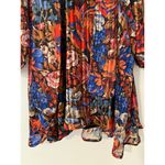 SundayUp Long Sleeve Dress Metallic Stripe Floral Front Tie Pussybow EUC Red Size L Photo 3