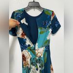 Corey Lynn Calter Teal and Brown Floral Midi Dress Blue Size 2 Photo 10