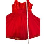 Free People  Vibrant Red Crushed Velvet Party Mini Baby Doll Dress Sz 8 Photo 10