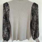 Siani Milano Sweater Womens Small Cream Ribbed Paisley‎ Sheer Romantic Preppy Black Photo 0
