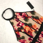 Forever 21 Floral Bodycon Dress Halter Top Scuba ‎ M Photo 2