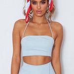 White Fox Boutique NWOT  blue halter crop top Photo 0