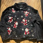 Vtg. Designer Studio Originals Black Zip Sweater Christmas Santas Women P/M Size undefined Photo 0