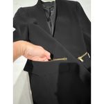 Zara‎ Basic Blazer Jacket Black Gold Zipper Detail Faux Leather Sleeve Small Photo 4