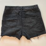 Forever 21 Black high waisted button fly distressed denim shorts raw hem Size 30 Photo 2