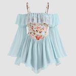 Cider Floral Bell Sleeve Corset Mini Dress Photo 0