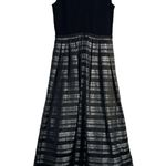 Theia Stripe Jacquard Full Ball Gown Sz 14 Black Silver Maxi Dress Event Gala Photo 7