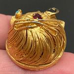 Head Vintage Unsigned Gold-tone Wired Cat CZ Stones Small Cat Brooch Photo 5