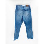 Madewell  Blue Denim Ripped Knee Raw Hem Distressed High Rise Boyfriend Jeans Photo 3