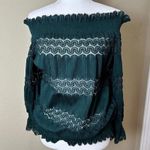 Anthropologie  Deletta brand Off Shoulder Green Lace Top - size Medium Photo 2