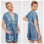 Free People  Blue Satin Feel Chambray MINI Dress 
Size Small Photo 2