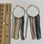 Boho Fringe Hoop Earrings Gold Neutral Colors Gold Photo 4