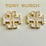 Tory Burch NEW KIRA Stud Earrings; Tory Gold & White; comes on TB Earring Card Photo 2