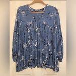 Mod X Boho Extra Pleated Long Sleeve Blue Blouse/Mini 1X Dress. 1971 Photo 0