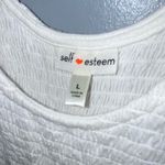 Self Esteem White Shirred Tank Top With Red & Navy Winter Print Leggings M/L Photo 5