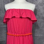 She’s Cool Women’s Pink Strapless High Low Maxi Dress Size 1X Ruffle Hem Belted Photo 1