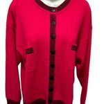 VTG Moods By Krizia Lambswool Angora Dark Pink Cardigan Sweater L Pockets Cozy Size L Photo 0